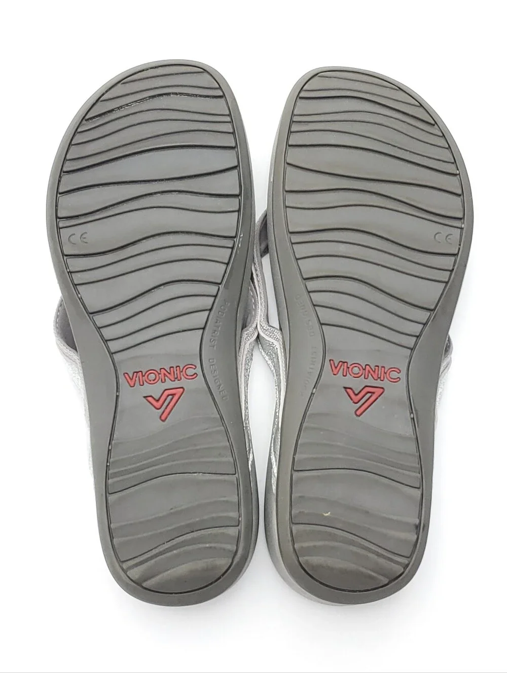 Vionic High Tide Platform Wedge Sandals Silver Metallic Grey Size Womens 9